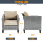 LIVOOSUN 2Pcs Outdoor Seating Sets Patio Grey Rattan Furniture Chair