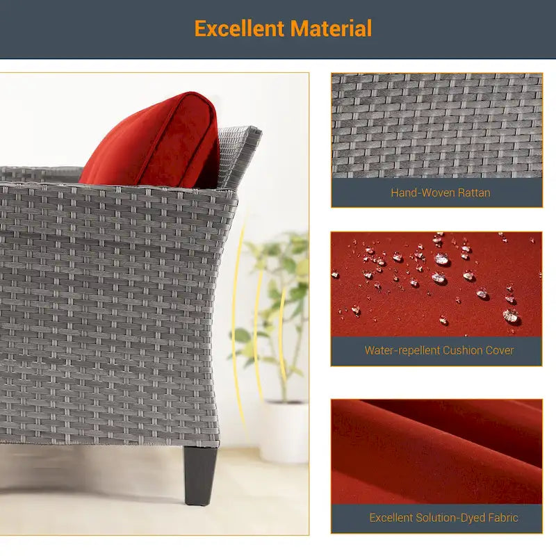 LIVOOSUN 2Pcs Outdoor Seating Sets Patio Grey Rattan Furniture Chair