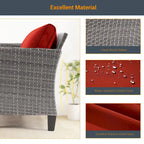 LIVOOSUN 2Pcs Outdoor Seating Sets Patio Grey Rattan Furniture Chair