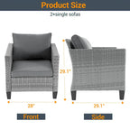LIVOOSUN 2Pcs Outdoor Seating Sets Patio Grey Rattan Furniture Chair