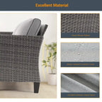 LIVOOSUN 2Pcs Outdoor Seating Sets Patio Grey Rattan Furniture Chair