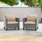 LIVOOSUN 2Pcs Outdoor Seating Sets Patio Grey Rattan Furniture Chair