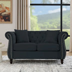 Chesterfield Sofa Black Velvet for Living Room