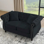 Chesterfield Sofa Black Velvet for Living Room