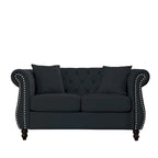 Chesterfield Sofa Black Velvet for Living Room