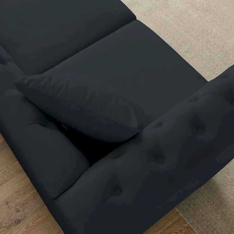 Chesterfield Sofa Black Velvet for Living Room