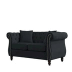 Chesterfield Sofa Black Velvet for Living Room