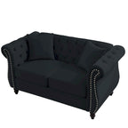 Chesterfield Sofa Black Velvet for Living Room