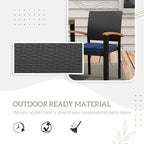 Outsunny 7 Pieces Patio Dining Set with Space-Saving Design, Wicker Patio Furniture Set Outdoor Dining Set with Acacia Wood