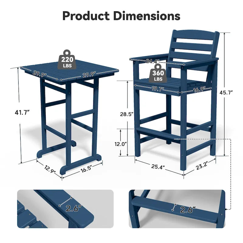 Plastic Tall adirondack Chair Set Of 5-Piece Patio Conversation Set