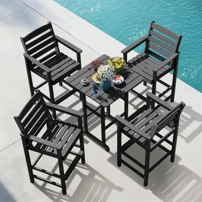 Plastic Tall adirondack Chair Set Of 5-Piece Patio Conversation Set
