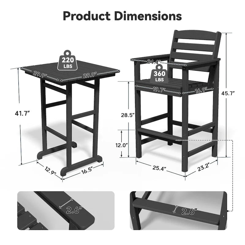 Plastic Tall adirondack Chair Set Of 5-Piece Patio Conversation Set