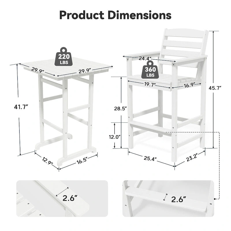 Plastic Tall adirondack Chair Set Of 5-Piece Patio Conversation Set