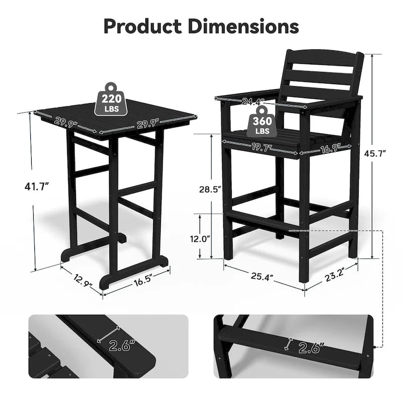 Plastic Tall adirondack Chair Set Of 5-Piece Patio Conversation Set