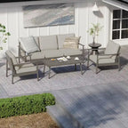 5-Person Aluminum Patio Conversation Set with Webbing Chair Back and Cushions