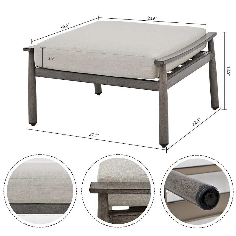 5-Person Aluminum Patio Conversation Set with Webbing Chair Back and Cushions