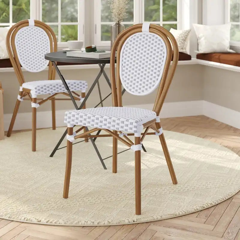 All-Weather Commercial Paris Chair with Black Metal Frame - N/A