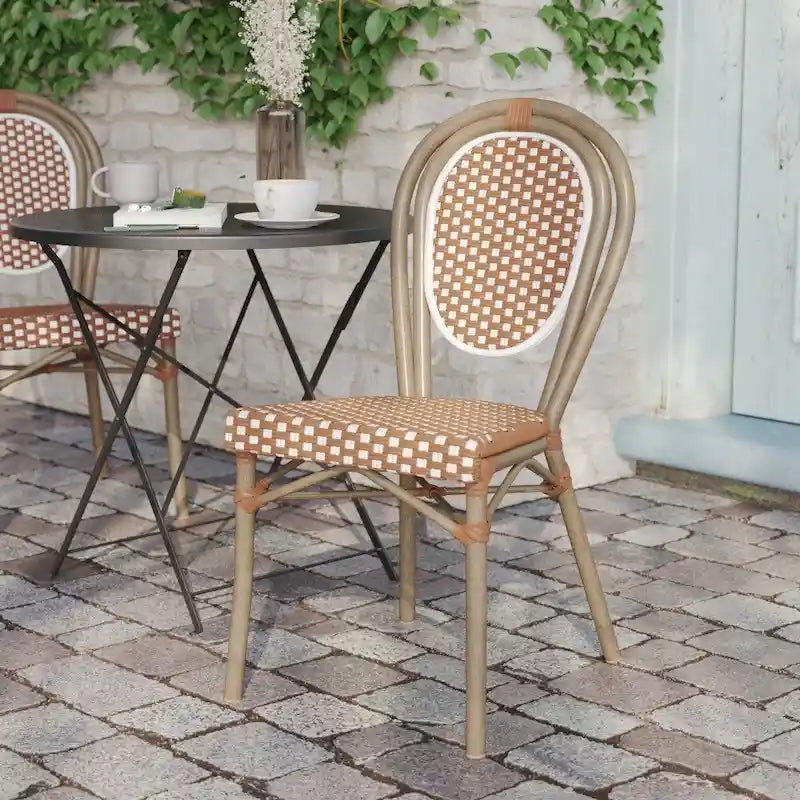 All-Weather Commercial Paris Chair with Black Metal Frame - N/A