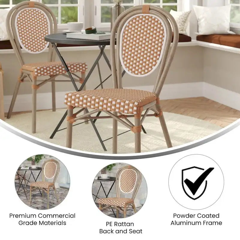 All-Weather Commercial Paris Chair with Black Metal Frame - N/A