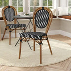 All-Weather Commercial Paris Chair with Black Metal Frame - N/A
