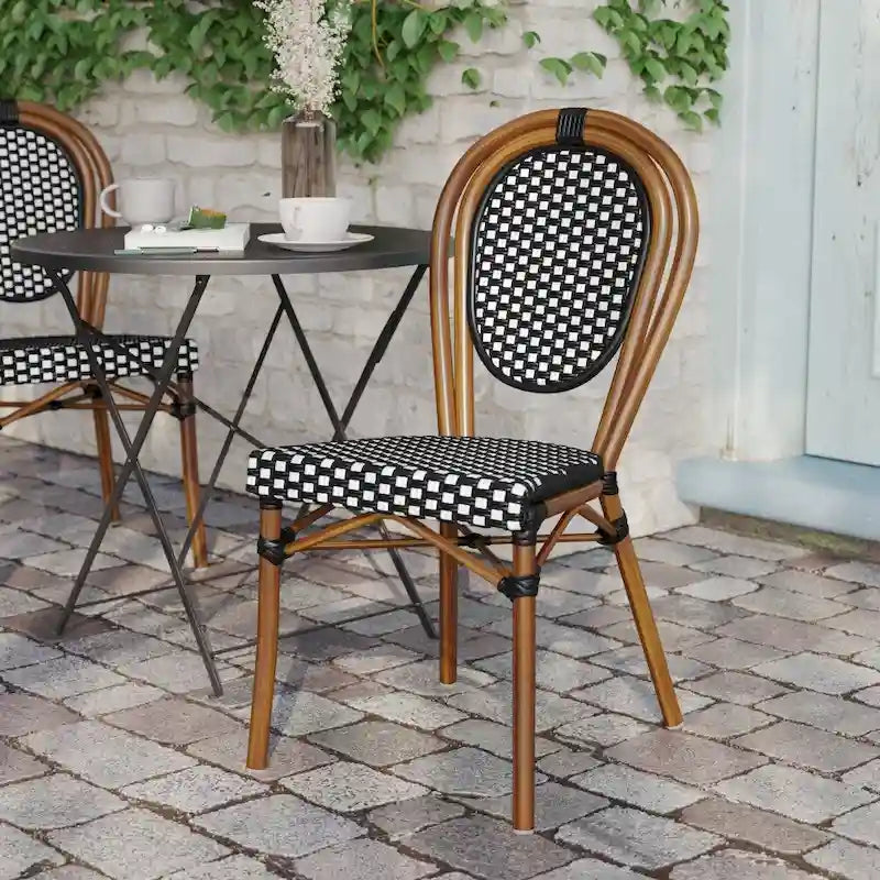 All-Weather Commercial Paris Chair with Black Metal Frame - N/A