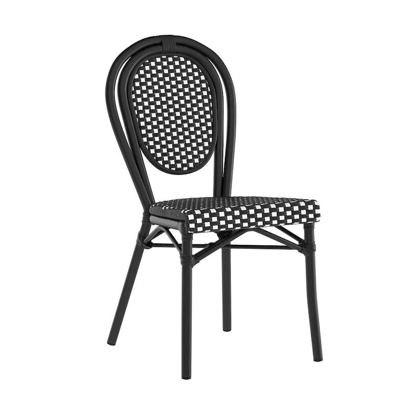 All-Weather Commercial Paris Chair with Black Metal Frame - N/A