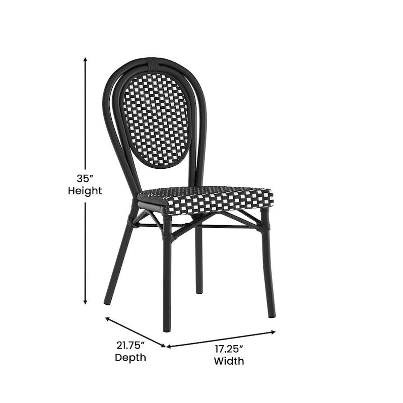 All-Weather Commercial Paris Chair with Black Metal Frame - N/A