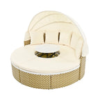 Round Wicker Outdoor Day Bed with Retractable Canopy