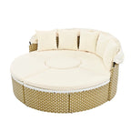 Round Wicker Outdoor Day Bed with Retractable Canopy