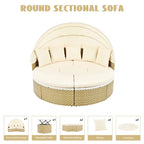 Round Wicker Outdoor Day Bed with Retractable Canopy