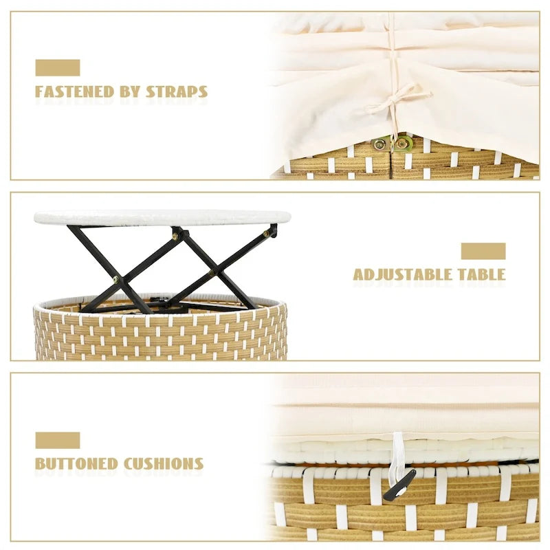 Round Wicker Outdoor Day Bed with Retractable Canopy