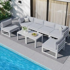 FINCATI 8-piece Luxury Aluminum Modular Patio Conversation Set with Coffee Tables for Indoors and Outdoors