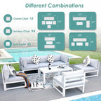 FINCATI 8-piece Luxury Aluminum Modular Patio Conversation Set with Coffee Tables for Indoors and Outdoors
