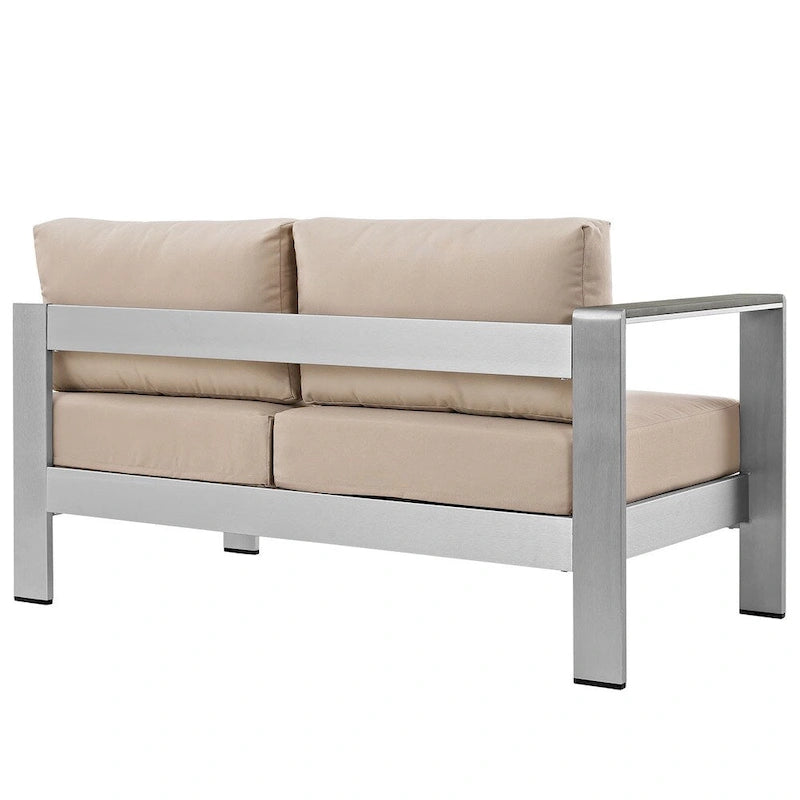 Beach Aluminum Outdoor Patio Left-Arm Loveseat
