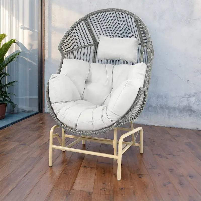 Patio Glider Egg Chair Rocking Egg Chair - Dark Grey
