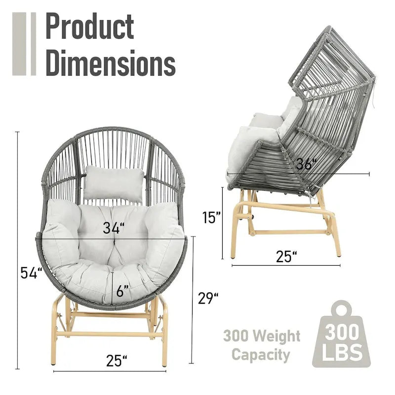 Patio Glider Egg Chair Rocking Egg Chair - Dark Grey