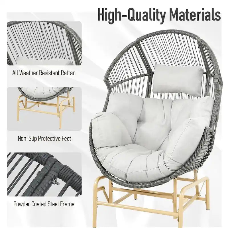 Patio Glider Egg Chair Rocking Egg Chair - Dark Grey