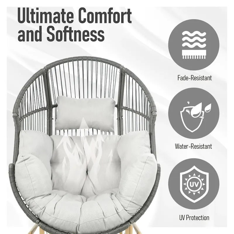 Patio Glider Egg Chair Rocking Egg Chair - Dark Grey