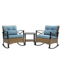 3 PCS Outdoor Rocking Rattan Set with Steel Frame