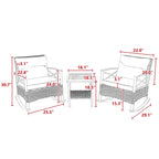 3 PCS Outdoor Rocking Rattan Set with Steel Frame