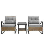 3 PCS Outdoor Rocking Rattan Set with Steel Frame