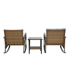 3 PCS Outdoor Rocking Rattan Set with Steel Frame