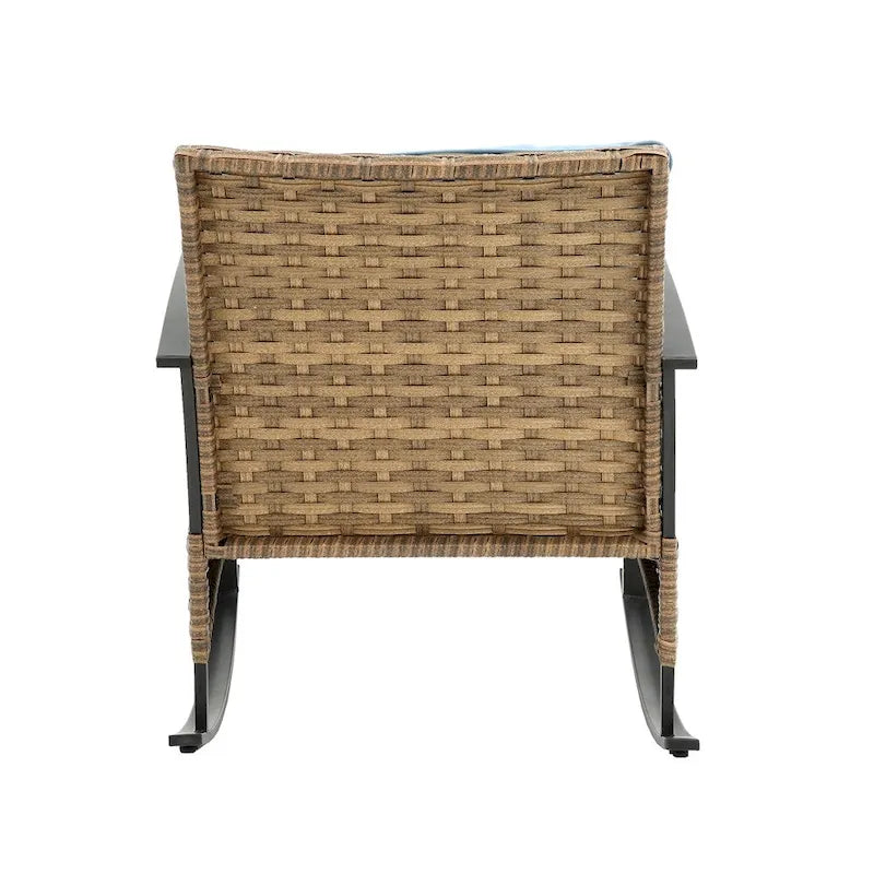 3 PCS Outdoor Rocking Rattan Set with Steel Frame