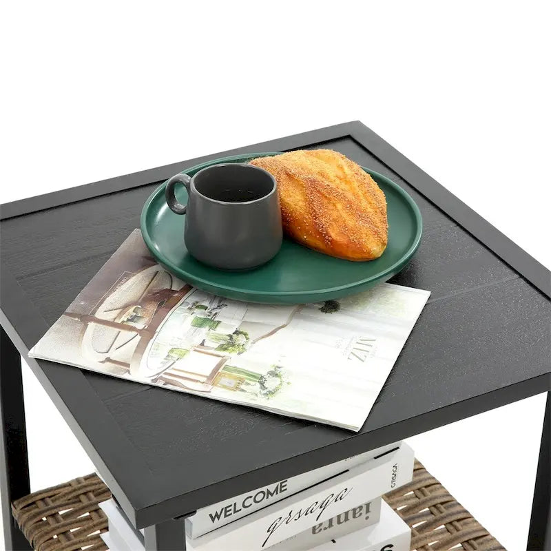 3 PCS Outdoor Rocking Rattan Set with Steel Frame