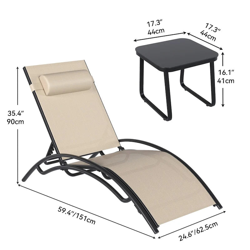 Lounge Chair And Side Table (3-Piece Set) - N/A