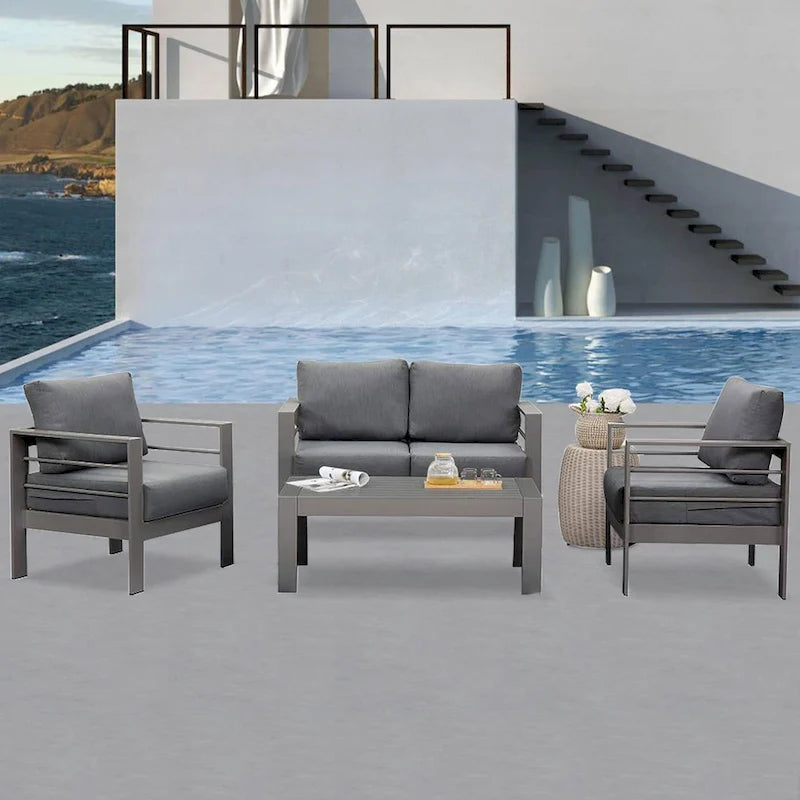 Royalcraft 4 Piece Aluminum Outdoor Patio Furniture Set
