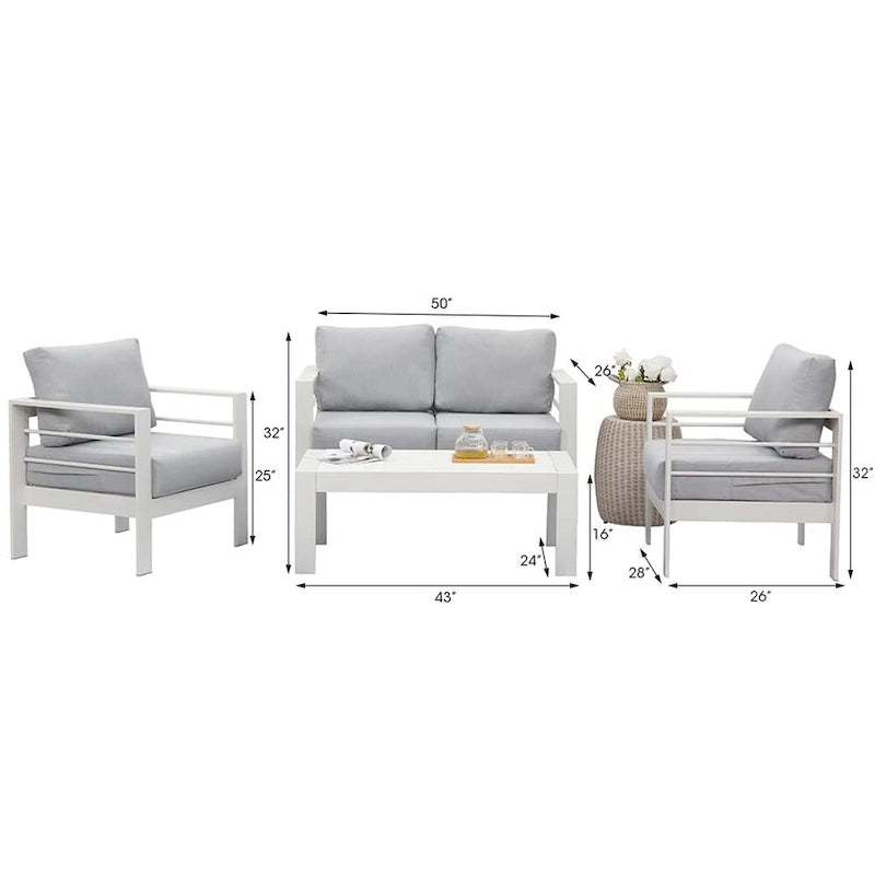 Royalcraft 4 Piece Aluminum Outdoor Patio Furniture Set