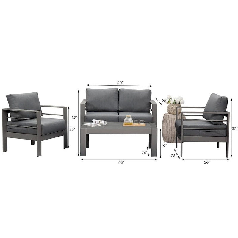 Royalcraft 4 Piece Aluminum Outdoor Patio Furniture Set