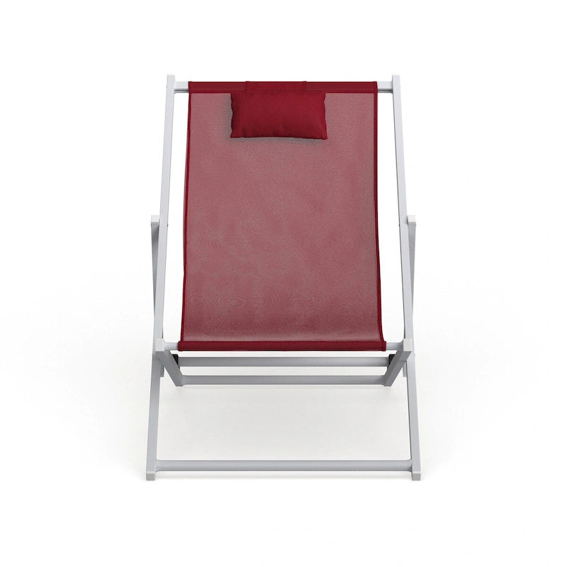 Sunset Modern Lightweight Sling Folding Patio Lounge Chair With Headrest for Outdoor Pool Beach Porch Backyard