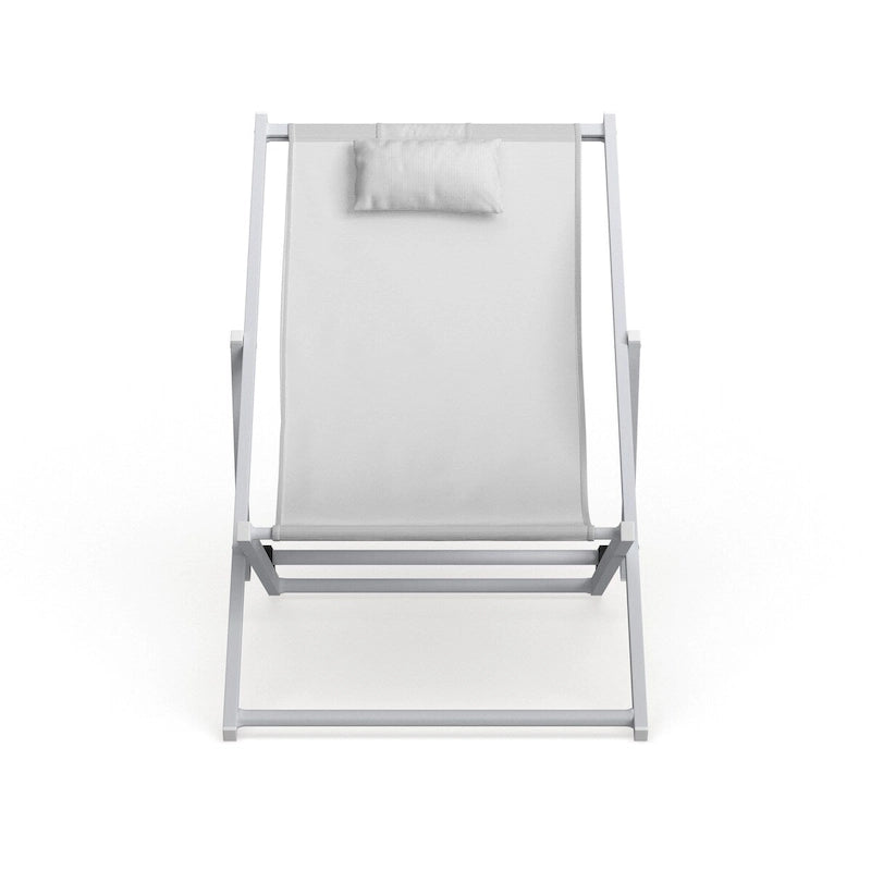 Sunset Modern Lightweight Sling Folding Patio Lounge Chair With Headrest for Outdoor Pool Beach Porch Backyard